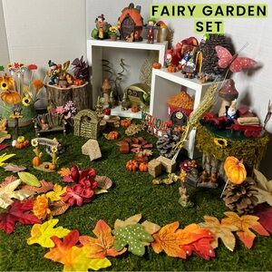 HELLO FALL FAIRY GARDEN GNOME VILLAGE GIFT SET